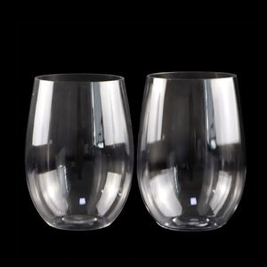 Custom Transparent PET Unbreakable 16oz Plastic Stemless Wine Glass Shatterproof <b>Reusable</b> Party Wedding Bar Drinking <b>Cup</b> - Product Image 3