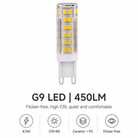 Ampoule LED G9 4,5W 220-240V Céramique PC 450LM 2700K/6000K 75SMD2835 360° Sans scintillement Remplace l'halogène CE LVD RoHS Résidentiel CRI>80