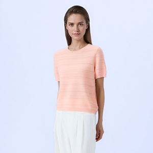 <span class=keywords><strong>T</strong></span>-shirts en Soie et Coton Personnalisés pour Femmes – Hauts Décontractés à Col Rond Tendance pour l'É<span class=keywords><strong>t</strong></span>é et le Printemps – Vente en Gros - Product Image 2