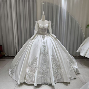 Lsoy040 Modern Detachable Sleeve Appliques Floor-Length <b>Wedding</b> Dress Ball Gown Elegant Bridal Gown Chapel Train for - Product Image 2