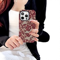 Coque de téléphone hybride double couche 2-en-1 personnalisée à motif floral rose rouge en dentelle pour iPhone 17, coque mobile par sublimation pour iPhone 17 16 15 Pro Max