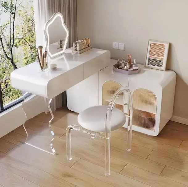 유럽 스타일 드레서 가구 드레싱 테이블 세트 거울과 의자 메이크업 허영 테이블 나무