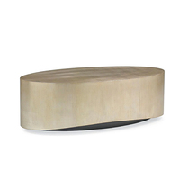 Table basse ovale de luxe artisanale avec incrustation de feuilles d'argent, rangement personnalisé, table centrale décorative pour salon