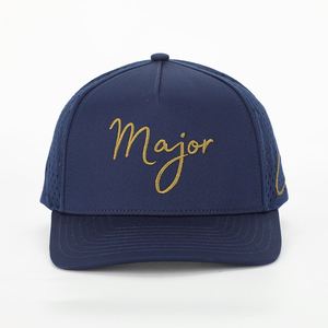 Custom <b>Men</b> 5 Panel <b>Navy</b> Blue Embroidery Logo Perforated Laser Cutting Hole Drilled Baseball Hat,Waterproof Sport <b>Cap</b> - Product Image 2