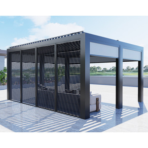 Pergola à lames orientables en aluminium pour balcon, imperméable, avec toit pare-soleil réglable, idéale pour appartement, condo, toit ou jardin. - Product Image 3