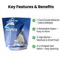 Sachet Doypack Personnalisé Blanc Qualité Alimentaire 180 Microns Grand Format pour Aliments Congelés, Emballage Médical et Soins Personnels