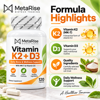 Complément Alimentaire OEM Marque Privée Vitamine K2 D3 MK-7 pour Adultes, Nutrition Cardiovasculaire et Osseuse, 120 Capsules