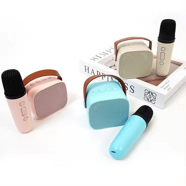 Various Styles of Beautiful New Mini Portable Speaker With Wireless Microphone Music Player Toys Gifts for Boys Girls