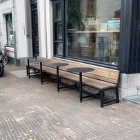 Banc long intégré en WPC avec dossier pour cour, villa, campus, ensemble table et chaises de loisirs en plein air