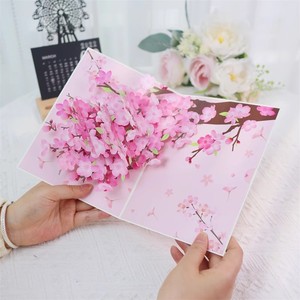 Carte de vœux 3D <span class=keywords><strong>pop</strong></span>-up en forme de fleur de cerisier, faite à la main, en papier découpé, pour la fête des mères, anniversaire de maman, cadeau d'anniversaire - Product Image 5