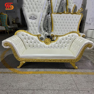 Sofá de dos plazas dorado para bodas, ideal para la novia, de la marca SMOOTH Factory Supply, para hoteles y salones de banquetes. - Product Image 1