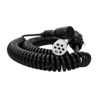 Câble adaptateur de remorque Hjyajzt ABS 7 broches, câble spiralé de remorque 7 broches, connecteur de câble à ressort 4,5 m pour pièces de camion