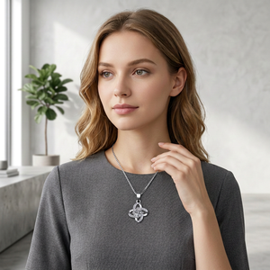 Collier tendance de luxe léger avec pendentif fleur, moissanite 0,5 & 1 carat VVs1, en argent sterling S925 plaqué platine/or/rhodium - Product Image 6