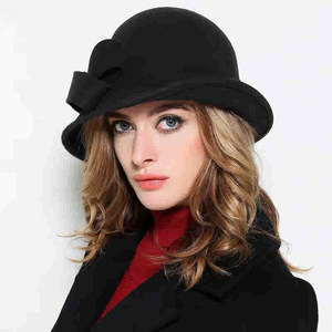 <span class=keywords><strong>Sombreros</strong></span> <span class=keywords><strong>de</strong></span> fieltro <span class=keywords><strong>de</strong></span> lana vintage cálidos <span class=keywords><strong>de</strong></span> invierno para mujer con logotipo personalizado, lazo y visera, ideales para fiestas, ceremonias, iglesias, estilo Kentucky - Product Image 3