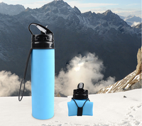 Bouteille d'eau pliable Portable en Silicone avec Logo personnalisé, marque privée, pour Sports de plein air, 600ml