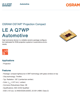 หลอดไฟ LED OSRAM รุ่น LE A Q7WP สีเหลืองอำพัน SMD LED 609-624nm 470lm 3.1W กำลังสูง สำหรับไฟโปรเจคเตอร์ยานยนต์ - Product Image 2