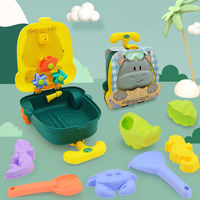 Ensemble de jouets de plage et de sable d'été 8 pièces pour l'extérieur, valise à roulettes animaux de dessin animé, ensemble de jouets pour enfants pour le sable et l'eau