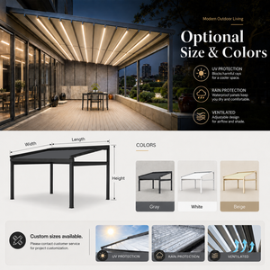 Pérgola <span class=keywords><strong>de</strong></span> Aluminio Retráctil <span class=keywords><strong>para</strong></span> Terraza Urbana <span class=keywords><strong>de</strong></span> Gran Altura, Toldo Impermeable <span class=keywords><strong>para</strong></span> Exteriores, Protección Solar y contra la Lluvia - Product Image 3