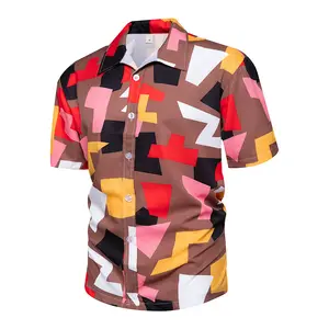 Collar Hawaiian Shirt Tropical Beach Shirts 4 Way Stretch Fabric Short Sleeve Summer Custom Full Printing Men's Button Down