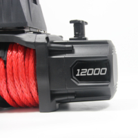 Treuil électrique noir 24V 12V pour VTT, 12000 lbs, ODM, 4x4 tout-terrain, avec câble en acier synthétique et alliage d'aluminium, hauteur de levage 10m