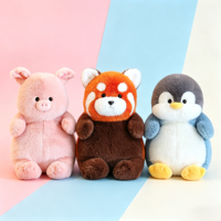 Peluche personnalisée de la série Lazy : Cochon, Renard, Raton laveur, Pingouin – Cadeau pour enfants