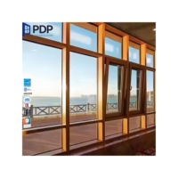 Ventana Abatible Horizontal de Aluminio y Madera de Alta Gama, Ecológica, de 88 mm, con Vidrio Templado para Uso Exterior, PDP OEM