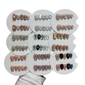 <span class=keywords><strong>Uñas</strong></span> Acrílicas <span class=keywords><strong>de</strong></span> Lujo Hechas a Mano con Diamantes, Diseño Francés, Flores 3D, para Dedos - Product Image 6