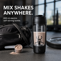 JUNVOY Shaker à protéines électrique auto-mélangeur 650 ml, rechargeable par USB, en Tritan, avec batterie 1200 mAh et isolation thermique pour la salle de sport
