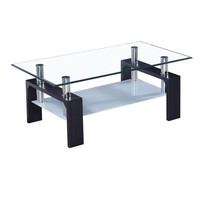 Meilleure vente : Table basse de salon pas chère à 2 niveaux avec plateau en verre