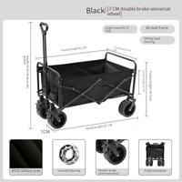 Chariot de camping pliable à quatre roues de haute qualité avec rangement et outils, polyvalent pour le camping et les pique-niques