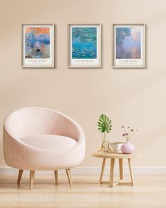 Tela a olio moderna incorniciata Claude Monet ninfee arte della parete Vintage scenografia 16x12in stampa digitale ad alta cornice - Product Image 3