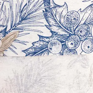 Nappe de Banquet en Polyester Coton à Imprimé Floral Bleu de 58 Pouces, Logo Personnalisé, Nappes Rondes d'Anniversaire pour la Fête de Mariage