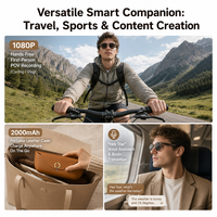Lunettes intelligentes CY03 Max 8MP AI avec boîtier de charge, enregistrement vidéo POV 1080P, assistant vocal IA, lunettes intelligentes IA pour les voyages