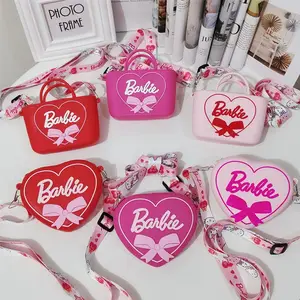 BD Kids Pink Barby Crossbody Children Duck Heart Shaped Silicone Bag Cute Animal Cat Shoulder Strap Bag