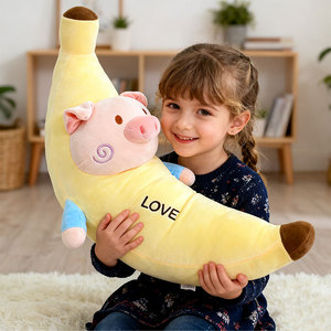 Personalizzato morbido maiale di Banana peluche animale di peluche adorabile regalo speciale <span class=keywords><strong>per</strong></span> gli amici PP imbottito di cotone cuscino di lancio fornitore diretto - Product Image 2