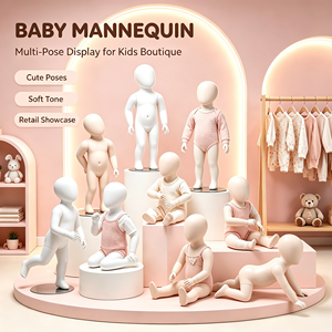 Set di Manichini per Neonati in Fibra di Vetro a Corpo Intero con <span class=keywords><strong>Testa</strong></span>, Bambola Multi-Posa con Base in Metallo, Colore Personalizzabile OEM per Negozi di Abbigliamento per Bambini - Product Image 2