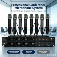 Système de microphone sans fil UHF à huit canaux, 8 micros à condensateur portatifs, cardioïdes, métalliques, professionnels, pour scène, performance, karaoké