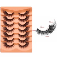 Vente en Gros 7 Paires de Cils en Fausse Fourrure de Vison 3D, Fait Main, Volume Naturel, Bandes Complètes, Longueurs Mixtes, Faux Cils Marque Privée