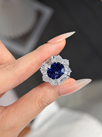 Nouvelle Arrivée Bague de Luxe en Or Blanc 18K avec Saphir de Laboratoire Pierre Principale 7.55ct Poids Total 9.58g Coupe Ovale Pierres Latérales Bijou Cadeau