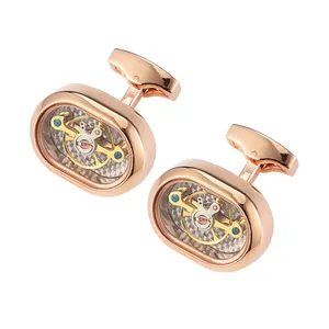 Tourbillon Watch Gear gemelli da uomo orologi meccanici gemelli prezzo di fabbrica 20MM * 18MM ottone zircone ES 1 pz/Opp Bag CN;GUA