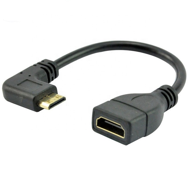 Gold Plated 90 Degree Right Angle Mini AV to AV Cable Male to Female 19 Pin for Camera Tablet