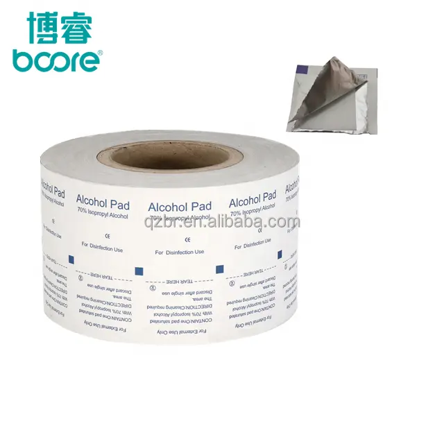 Laminated Alcohol Pad Paper Packaging Film Roll 75% Alcohol Pads Sachet Aluminum Foil Laminated Paper Packaging Film
