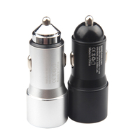 Adaptor Charger Mobil Dual USB 2 Port 5V 2.4A Bahan Aluminium Alloy Steel Gun 12W untuk Ponsel