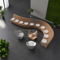 Banc d'extérieur personnalisé en bois de caoutchouc, design moderne, pour espaces commerciaux, salles d'attente d'hôpitaux, centres commerciaux, halls d'hôtels, écoles et parcs