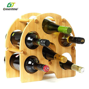 Soporte de madera para <span class=keywords><strong>6</strong></span> botellas de vino, estante de mesa respetuoso con el medio ambiente, extraíble, bambú, novedad, venta al por mayor - Product Image 1
