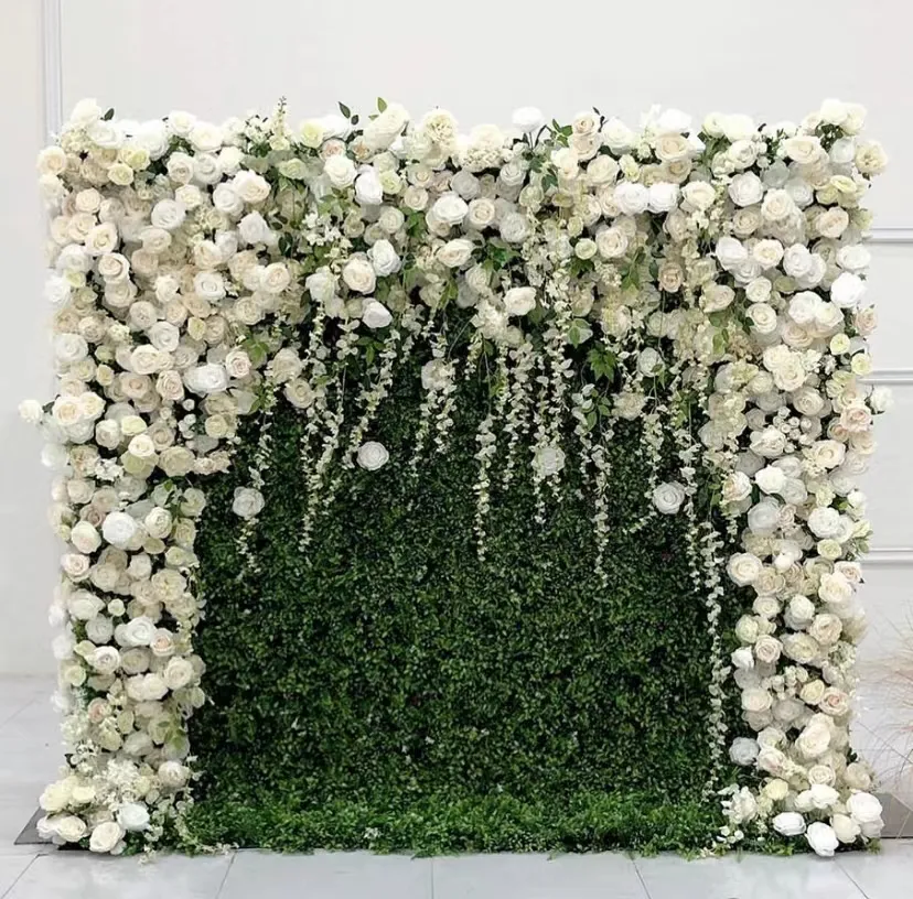 Yeni tasarım özelleştirilmiş Roll Up kumaş duvar çim yapay duvara asılan bitki yeşil çim duvar ev düğün dekor için