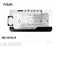 Baignoire de massage rectangulaire en acrylique Whirlpool, moderne, portable, pour coin de salle de bain, usage hôtelier, robinet inclus, 16 jets