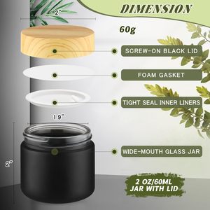 Tarros Cosméticos Redondos Personalizados de 5g, 10g, 15g, 20g, 30g, 50g, 100g, Color Marrón Pastel Oscuro Esmerilado, con Tapa de Bambú y Vidrio Ámbar Mate - Product Image 2