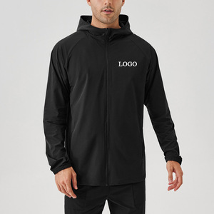 Tùy chỉnh OEM Logo thoáng khí chạy đào tạo Mens HOODIE ZIP up Áo gió phòng tập thể dục Áo Khoác Trọng lượng nhẹ vải Mens Áo khoác thể thao - Product Image 1
