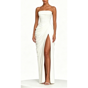 Vestido Largo <span class=keywords><strong>de</strong></span> Fiesta para Mujer, Estilo Corsé sin Tirantes, con Abertura y Fruncido, <span class=keywords><strong>de</strong></span> Gasa, para Bodas, Moda Sehe - Product Image 4